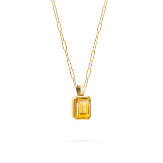 Collier solitaire avec pierre de naissance de novembre et diamant émeraude citrine 4,0 ct