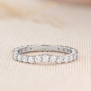 0.63 CT Round Shaped Moissanite Semi Eternity Wedding Band