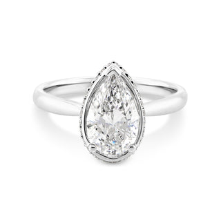 1.57-3.50 CT Pear CVD Diamond Hidden Halo Engagement Ring