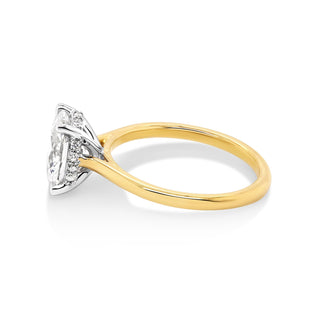 Bague de fiançailles avec halo caché en diamant CVD ovale de 1,74 à 3,50 ct