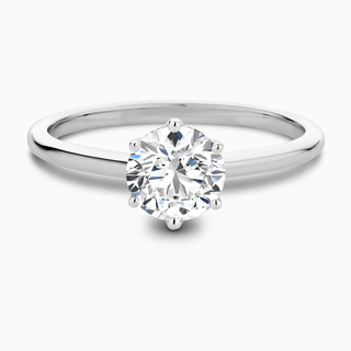 Bague de fiançailles solitaire en diamant à coupe ronde et moissanite pour femme 