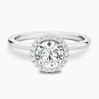 Bague de fiançailles solitaire en diamant et moissanite ronde halo de 0,88 ct