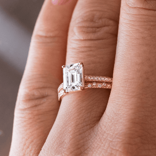 1.80CT Emerald Cut Solitaire Pave Setting Moissanite Engagement Ring - ELITE CARAT