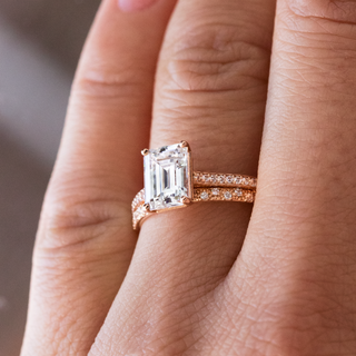 1.60CT Emerald Cut Moissanite Diamond Pave Engagement Ring For Her