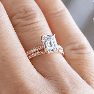 1.80CT Emerald Cut Solitaire Pave Setting Moissanite Engagement Ring - ELITE CARAT