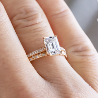 1.60CT Emerald Cut Moissanite Diamond Pave Engagement Ring For Her