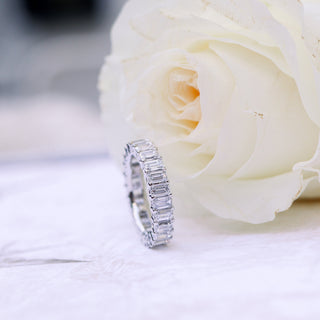 Emerald Cut Moissanite Diamond Full Eternity Wedding Band