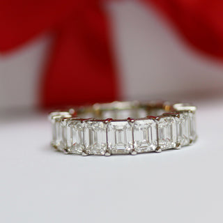 4.80ctw Emerald Cut Moissanite Diamond Full Eternity Wedding Band