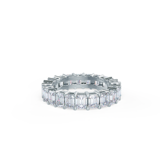 Alliance de mariage éternité complète en diamants et moissanite taille émeraude de 4,80 ct