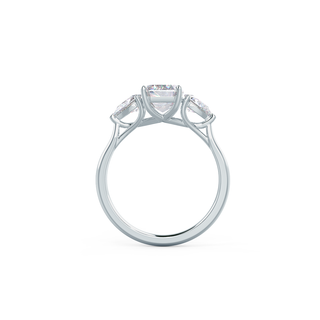 Bague de fiançailles solitaire en diamant et moissanite à trois pierres taille émeraude de 2,0 ct