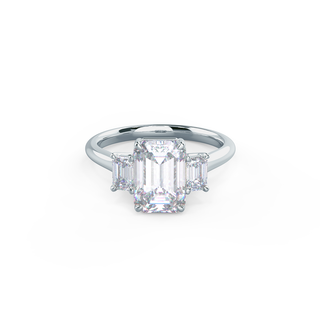 2.0CT Emerald Cut Moissanite Diamond Three Stone Engagement Ring