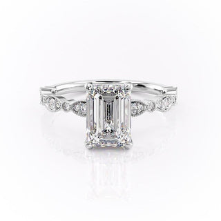 Bague de fiançailles solitaire en moissanite en forme d'émeraude de 1,91 ct