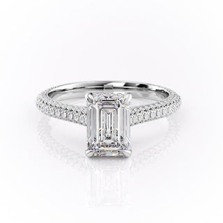 Bague de fiançailles solitaire en moissanite en forme d'émeraude de 2,10 ct