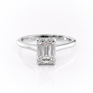 Bague de fiançailles avec halo caché en moissanite en forme d'émeraude de 1,91 ct