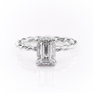 Bague de fiançailles avec halo caché en moissanite en forme d'émeraude de 2,10 ct