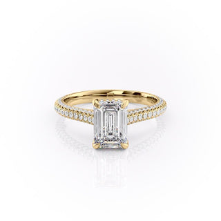 Bague de fiançailles solitaire en moissanite en forme d'émeraude de 2,10 ct