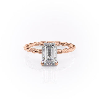 Bague de fiançailles avec halo caché en moissanite en forme d'émeraude de 1,91 ct