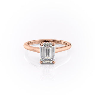 Bague de fiançailles avec halo caché en moissanite en forme d'émeraude de 1,91 ct