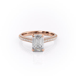 Bague de fiançailles solitaire en moissanite en forme d'émeraude de 2,10 ct