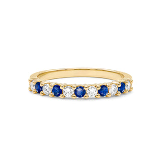 0.45CT Round Sapphire Diamond September Birthstone Band