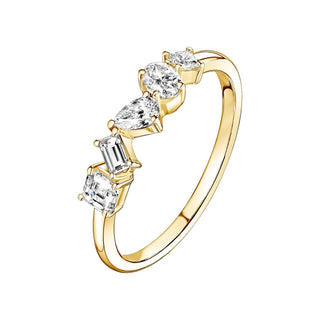 0.24 CT Asscher, Baguette, Oval, Princess & Pear Shaped Moissanite Multi Stones Wedding Band