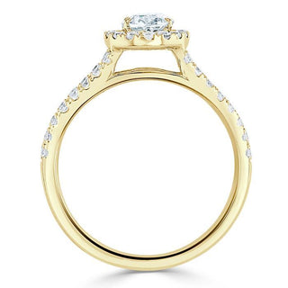 Bague de fiançailles en moissanite à taille ovale de 0,94 ct avec monture à tige fendue et halo