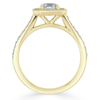 Bague de fiançailles halo en moissanite de forme Asscher de 1,05 ct