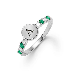 0.50CT Round Emerald Diamond May Birthstone Band for Women