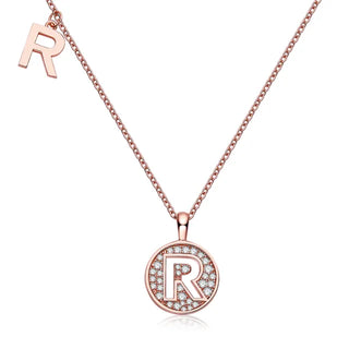 Collar de diamantes de moissanita con la letra "R" para mujer