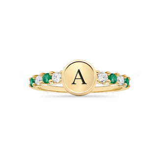 Bague pour femme avec pierre de naissance du mois de mai et diamant émeraude rond de 0,50 ct