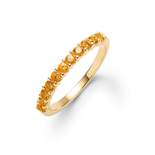 1.32CT Round Citrine Diamond November Birthstone Band