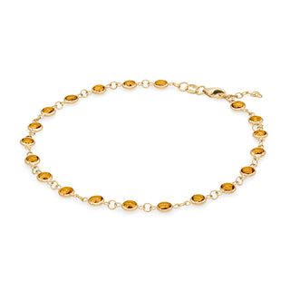 Bracelet avec pierre de naissance de novembre et diamants en citrine ronde de 4,50 ct