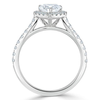 Bague de fiançailles en moissanite halo taille cœur 1,0 ct avec sertissage pavé