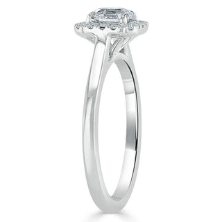 0.75 CT Asscher Shaped Moissanite Halo Engagement Ring