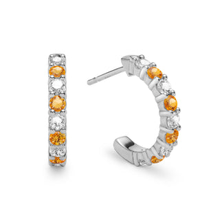 Créoles avec diamants en citrine ronde de 1,08 ct et pierre de naissance de novembre