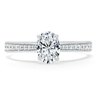 Bague de fiançailles solitaire en moissanite à taille ovale de 0,94 ct avec sertissage pavé