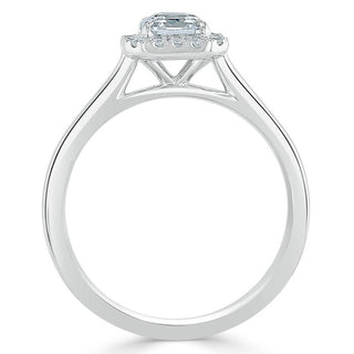 0.75 CT Asscher Shaped Moissanite Halo Engagement Ring