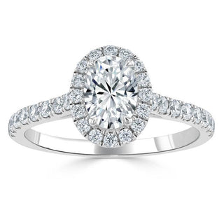 0.94 CT Oval Shaped Moissanite Halo Engagement Ring