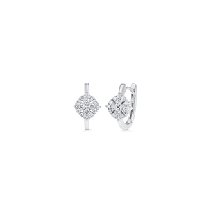 Boucles d'oreilles Huggie en diamant et moissanite ronde de 0,42 TCW