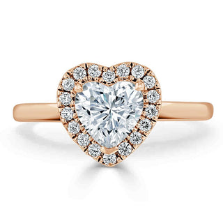 1.0 CT Heart Shaped Moissanite Halo Engagement Ring