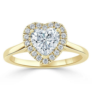 1.0 CT Heart Shaped Moissanite Halo Engagement Ring