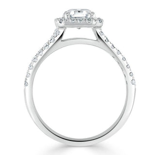 Bague de fiançailles en moissanite taille Asscher de 1,0 ct avec halo à tige fendue