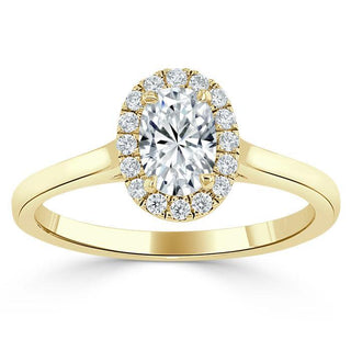 0.75 CT Oval Shaped Moissanite Halo Engagement Ring