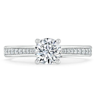 Bague de fiançailles solitaire en moissanite à taille ronde de 0,75 ct avec monture en canal