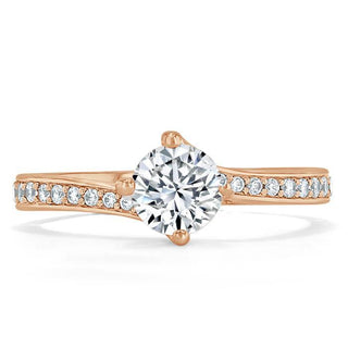 Bague de fiançailles solitaire à taille ronde et pavée de moissanite de 0,75 ct