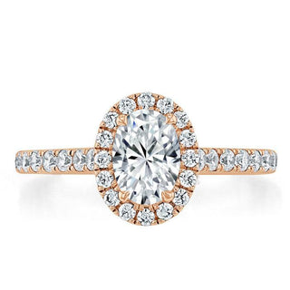 0.94 CT Oval Cut Halo Moissanite Engagement Ring With Pave Setting