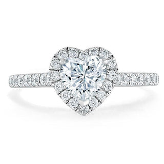 1.0 CT Heart Shaped Moissanite Halo Engagement Ring