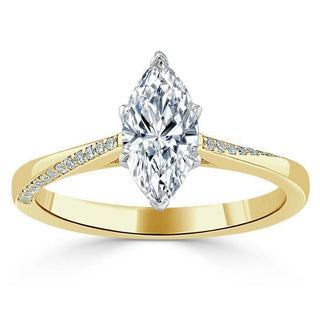 Bague de fiançailles avec solitaire en moissanite taille marquise de 1,0 ct