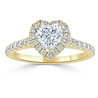 1.0 CT Heart Shaped Moissanite Halo Engagement Ring