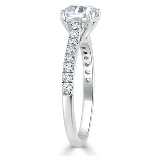 Bague de fiançailles en moissanite à sertissage pavé et solitaire taille Asscher de 1,0 ct